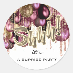Sie! Es ist überraschend Party Balloons Rose Gold Runder Aufkleber