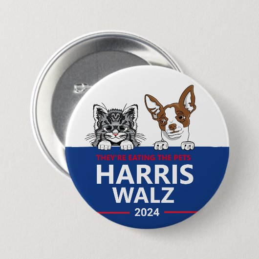 Sie essen die Haustiere - wählen Harris Walz Button (Vorne & Hinten)