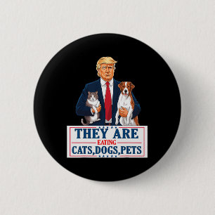 Sie essen die Hunde, die Katzen, die Haustiere Button