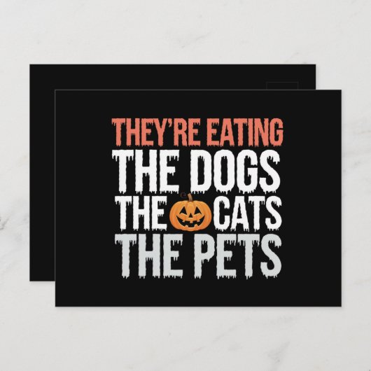 Sie essen die Hunde, die Katzen die Haustiere Hall Postkarte (Vorne/Hinten)