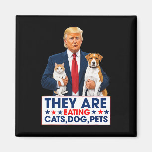 Sie essen die Hunde, die Katzen, die Haustiere. Magnet