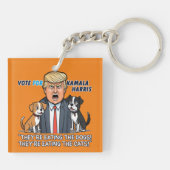 Sie essen die Hunde Funny Trump Kamala 2024 Schlüsselanhänger (Rückseite)