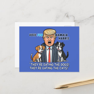 Sie essen die Hunde Funny Trump Kamala Postkarte