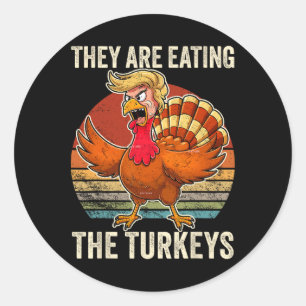Sie essen die Truthähne Thanksgiving-Truthähne Runder Aufkleber