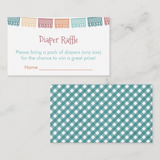 Sie-Esta mexikanische Fiesta Babydusche Windelwasc Begleitkarte (Vorne/Hinten)