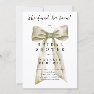 Sie fand ihr Beau Beige Bow Brautparty Einladung