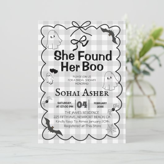 Sie fand ihr Boo-Brautparty Einladung (Stehend Vorderseite)