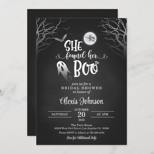 Sie fand ihr Boo-Brautparty mit Ghost Einladung (Vorne/Hinten)