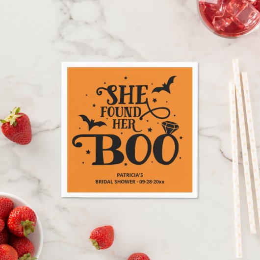 Sie fand ihr Boo Halloween Brautparty Napkins Serviette (Beispiel)