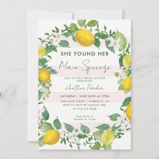 Sie fand ihr Brautparty aus Zitrusfrüchten, die ih Einladung (Vorderseite)