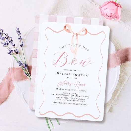 Sie fand ihr Brautparty Bow Pink Bow Einladung