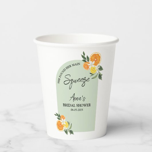 Sie fand ihr Brautparty Citrus Lemon Pappbecher (Rückseite)