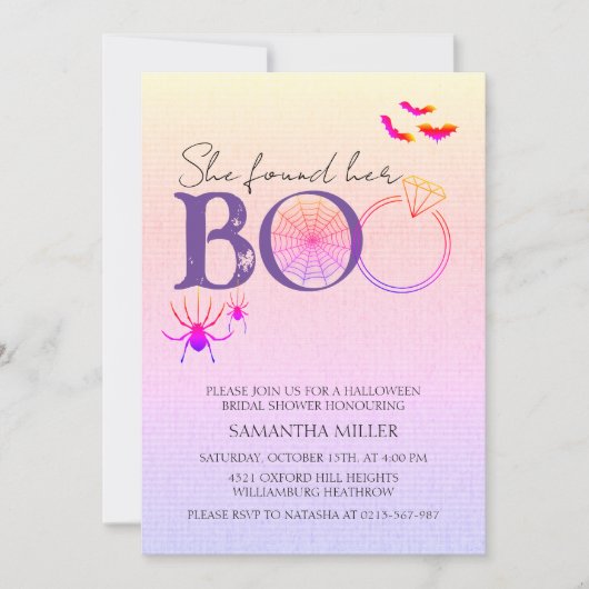 Sie fand ihr Brautparty zu Halloween als Boo Paste Einladung (Vorderseite)