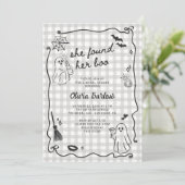 Sie fand ihr buschiges Halloween-Brautparty Einladung (Stehend Vorderseite)