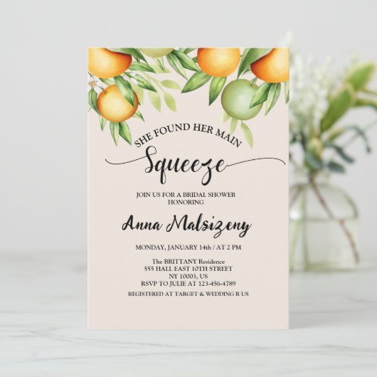 sie fand ihr Haupt-Squeeze-Brautparty Custom Einladung (Stehend Vorderseite)