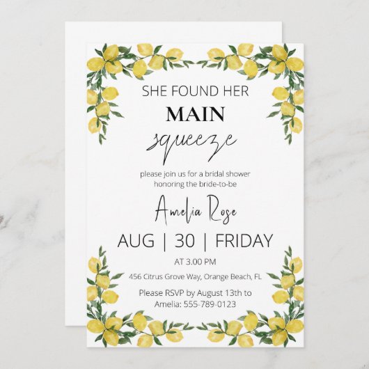 sie fand ihr Haupt-Squeeze-Brautparty Einladung (Vorne/Hinten)
