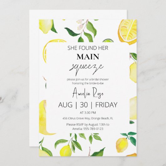 sie fand ihr Haupt-Squeeze-Brautparty Einladung (Vorne/Hinten)