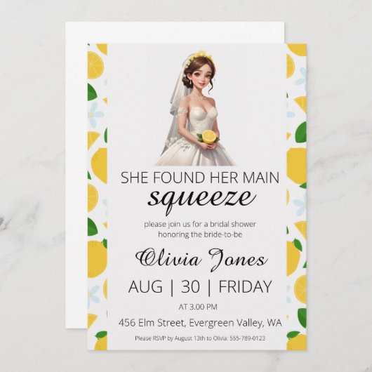 sie fand ihr Haupt-Squeeze-Brautparty Einladung (Vorne/Hinten)