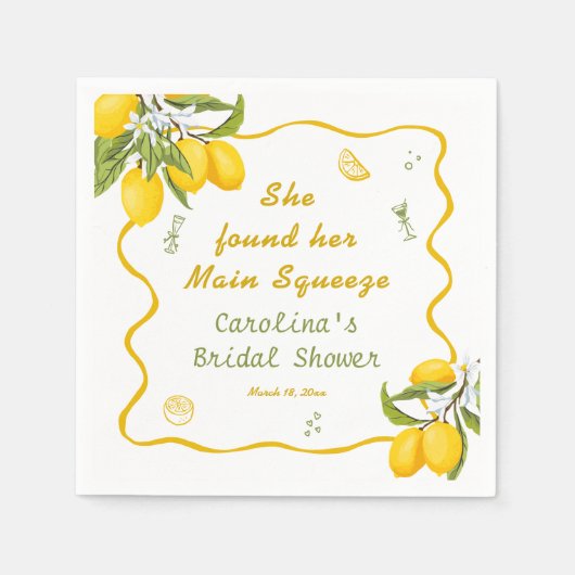 Sie fand ihr Haupt Squeeze Brautparty Lemon Serviette (Vorderseite)