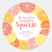 Sie fand ihr Haupt-Squeeze-Brautparty Runder Aufkleber (Vorderseite)