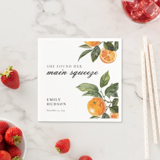 Sie fand ihr Haupt-Squeeze-Brautparty Serviette (Beispiel)