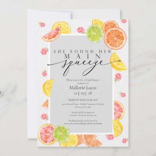 Sie fand ihr Haupt-Squeeze-Brautparty spielerisch Einladung (Vorderseite)