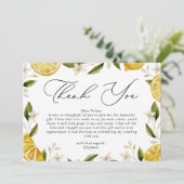 Sie fand ihr Haupt-Squeeze-Citrus-Brautparty Dankeskarte (Stehend Vorderseite)