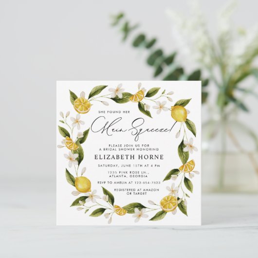 Sie fand ihr Haupt-Squeeze-Citrus-Brautparty Einladung (Stehend Vorderseite)