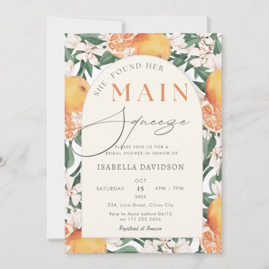 Sie fand ihr Haupt-Squeeze-Citrus-Brautparty Einladung (Vorderseite)