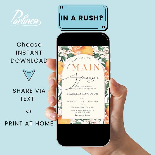 Sie fand ihr Haupt-Squeeze-Citrus-Brautparty Einladung