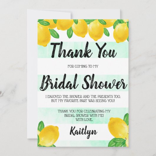 Sie fand ihr Haupt Squeeze Lemon Brautparty Dankeskarte (Vorderseite)
