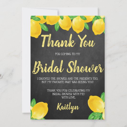Sie fand ihr Haupt Squeeze Lemon Brautparty Dankeskarte (Vorderseite)