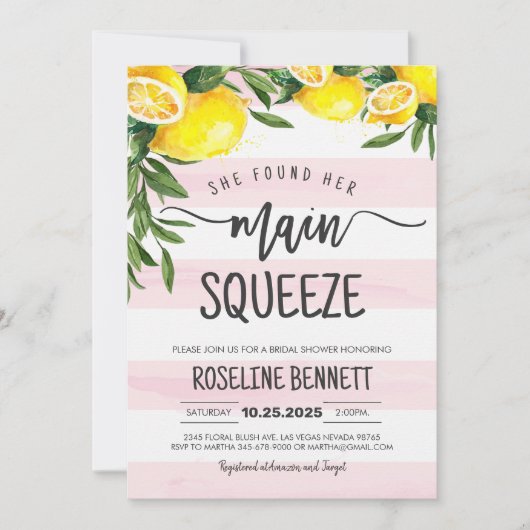 Sie fand ihr Haupt Squeeze Lemon Brautparty Einladung (Vorderseite)