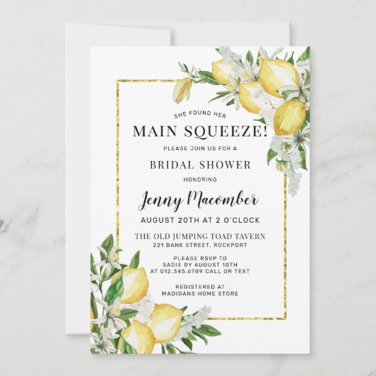 Sie fand ihr Haupt Squeeze Lemon Brautparty Einladung (Vorderseite)