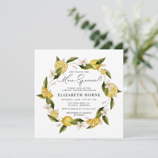 Sie fand ihr Haupt-Squeeze-Lemon-Brautparty Einladung (Stehend Vorderseite)