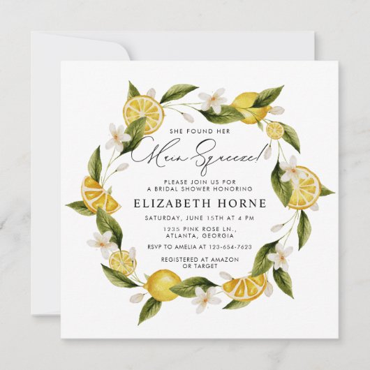 Sie fand ihr Haupt-Squeeze-Lemon-Brautparty Einladung (Vorderseite)