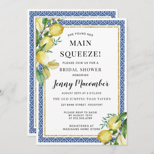 Sie fand ihr Haupt Squeeze Lemon Brautparty Einladung (Vorne/Hinten)