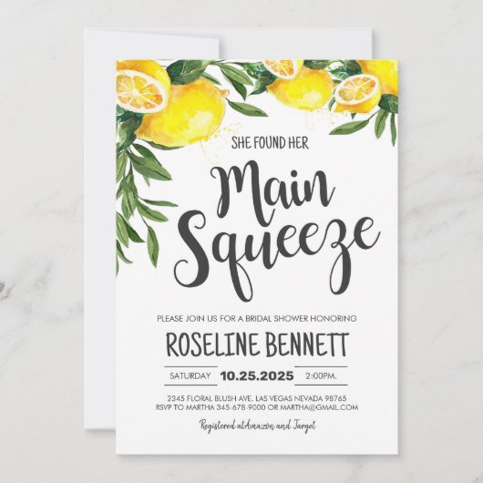 Sie fand ihr Haupt Squeeze Lemon Brautparty Einladung (Vorderseite)