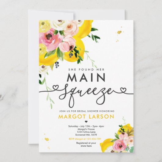 Sie fand ihr Haupt Squeeze Lemon Brautparty Einladung (Vorderseite)