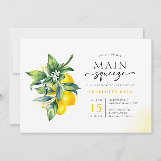 Sie fand ihr Haupt Squeeze Lemon Brautparty Einladung (Vorderseite)