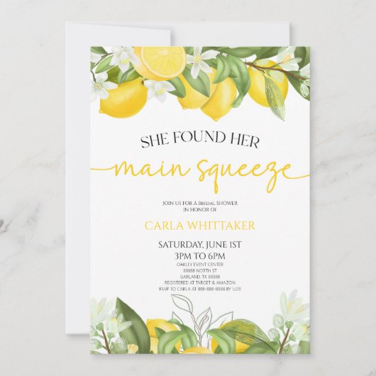 Sie fand ihr Haupt Squeeze Lemon Brautparty Einladung (Vorderseite)