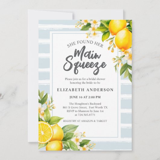 Sie fand ihr Haupt Squeeze Lemon Brautparty Einladung (Vorderseite)