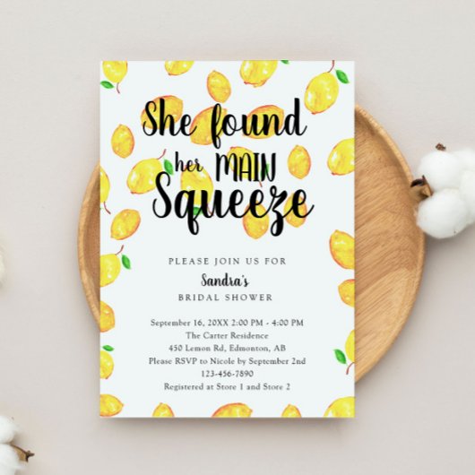 Sie fand ihr Haupt Squeeze Lemon Brautparty Einladung