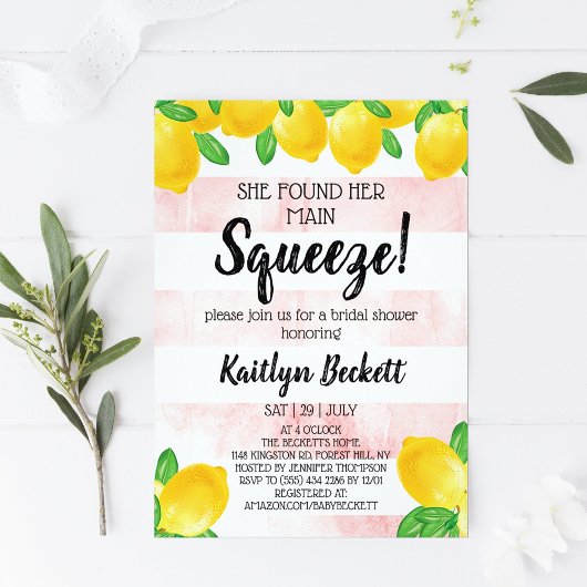 Sie fand ihr Haupt Squeeze Lemon Brautparty Einladung