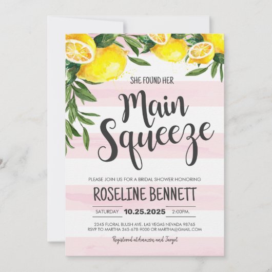 Sie fand ihr Haupt Squeeze Lemon Brautparty Einladung (Vorderseite)