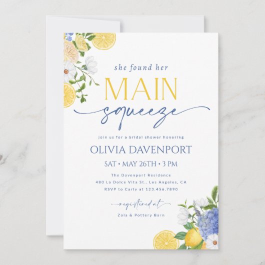 Sie fand ihr Haupt Squeeze Lemon Brautparty Einladung (Vorderseite)