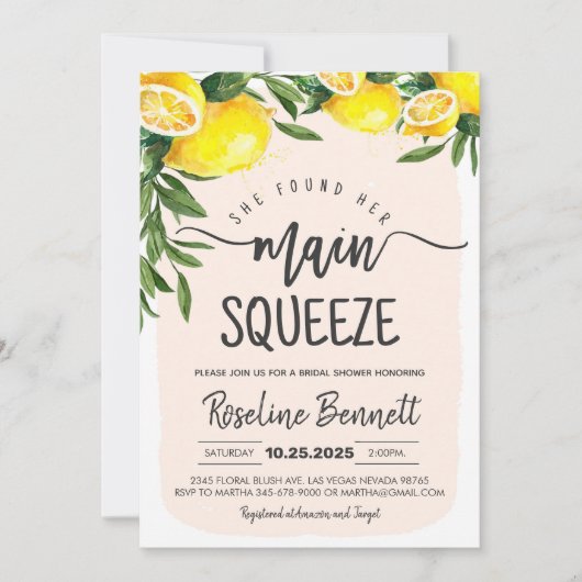 Sie fand ihr Haupt Squeeze Lemon Brautparty Einladung (Vorderseite)