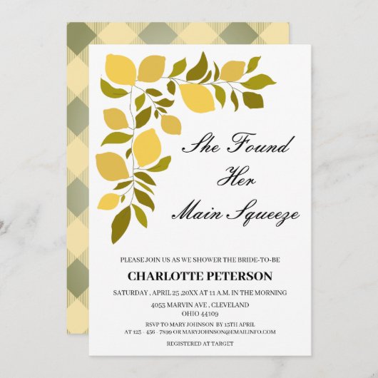 Sie fand ihr Haupt Squeeze Lemon Brautparty Einladung (Vorne/Hinten)