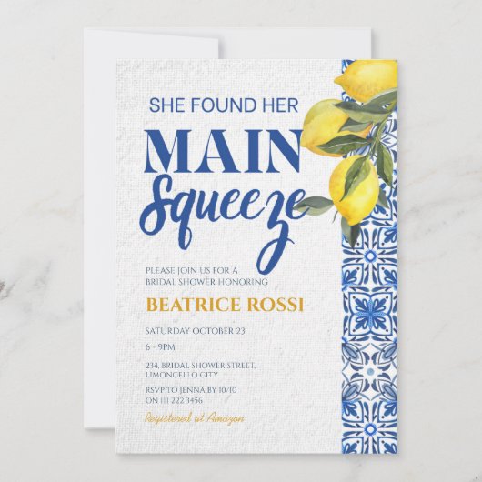 Sie fand ihr Haupt Squeeze Lemon Brautparty Einladung (Vorderseite)