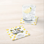 Sie fand ihr Haupt Squeeze Lemon Brautparty Nicker Rechteckiger Pappuntersetzer (Vor Ort)